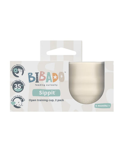 Bibado Sippit-Anti Slip-Silicone-Open Drinking Cup-Fawn-Pack of 2-For Infants