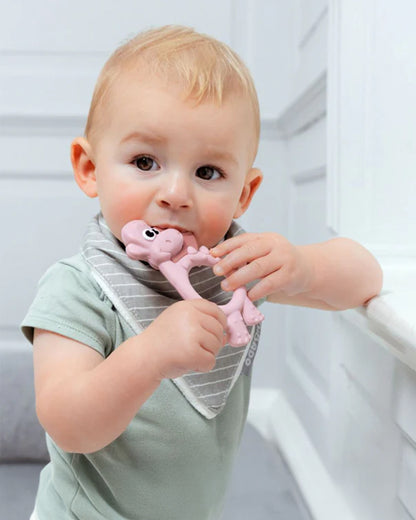 Bibado Dotty the Dinosaur-Silicone-Multi Sensory Teether-Blush-3m+