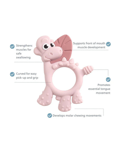 Bibado Dotty the Dinosaur-Silicone-Multi Sensory Teether-Blush-3m+