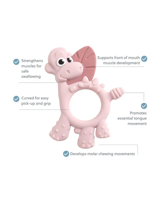 Bibado Dotty the Dinosaur-Silicone-Multi Sensory Teether-Blush-3m+