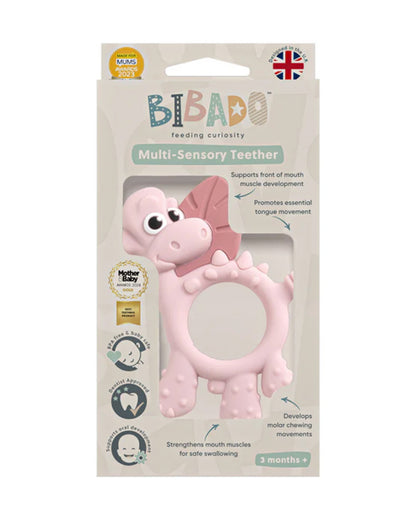 Bibado Dotty the Dinosaur-Silicone-Multi Sensory Teether-Blush-3m+