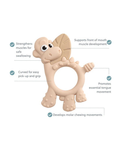 Bibado Dotty the Dinosaur-Silicone-Multi Sensory Teether-Fawn-3m+