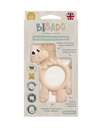 Bibado Dotty the Dinosaur-Silicone-Multi Sensory Teether-Fawn-3m+