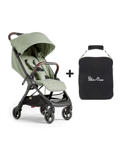 Silver Cross Clic Cabin Friendly Stroller-With Stroller Bag-One Hand Fold-Includes Rain Cover-For 0 to 4Y (Upto 22 kg)-Sage