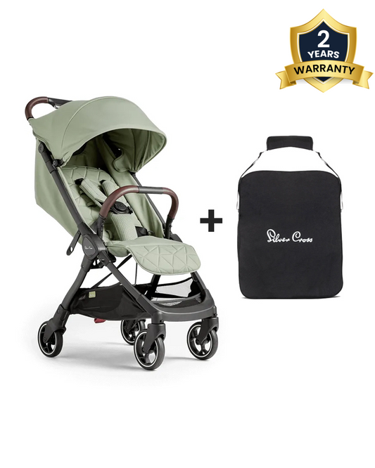 Silver Cross Clic Cabin Friendly Stroller-With Stroller Bag-One Hand Fold-Includes Rain Cover-For 0 to 4Y (Upto 22 kg)-Sage