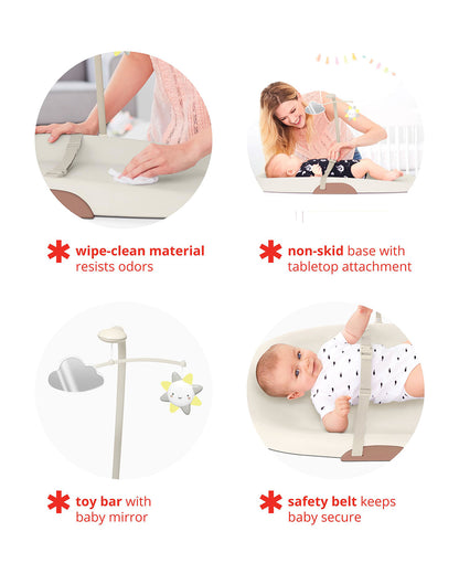 Skip Hop Nursery Style Diaper Changing Mat-With Wipe Clean, Non-Skid Base & Safety Belt-Oat