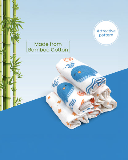 nuluv Blue Whale Wash Cloths-Multipurpose Use-For 0-6 Months-Pack of 6