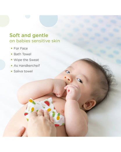 nuluv Yellow Pineapple Wash Cloths-Multipurpose Use-For 0-6 Months-Pack of 6