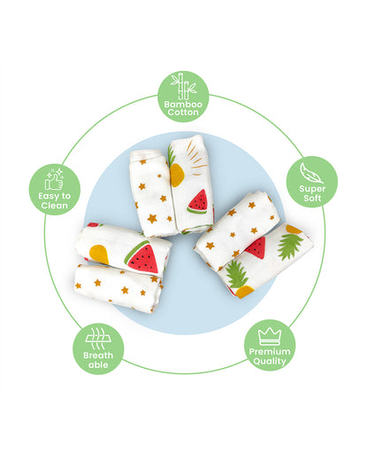 nuluv Yellow Pineapple Wash Cloths-Multipurpose Use-For 0-6 Months-Pack of 6
