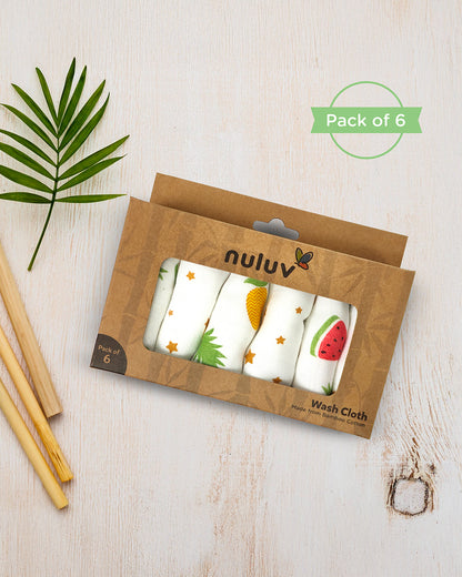 nuluv Yellow Pineapple Wash Cloths-Multipurpose Use-For 0-6 Months-Pack of 6