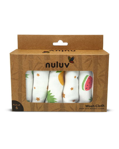 nuluv Bamboo Cotton Burp Cloths & Wash Cloths Combo Set-Comfortable & Breathable-Yellow Pineapple-For Infants