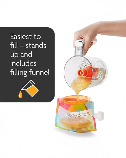 Baby Brezza Reusable Baby Food Storage Pouches-Leakproof Double Zipper Closure-Pack of 10