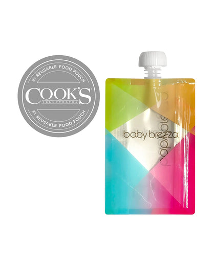 Baby Brezza Reusable Baby Food Storage Pouches-Leakproof Double Zipper Closure-Pack of 10