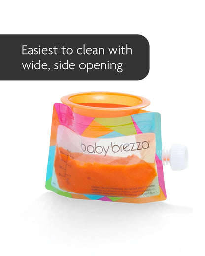 Baby Brezza Reusable Baby Food Storage Pouches-Leakproof Double Zipper Closure-Pack of 10