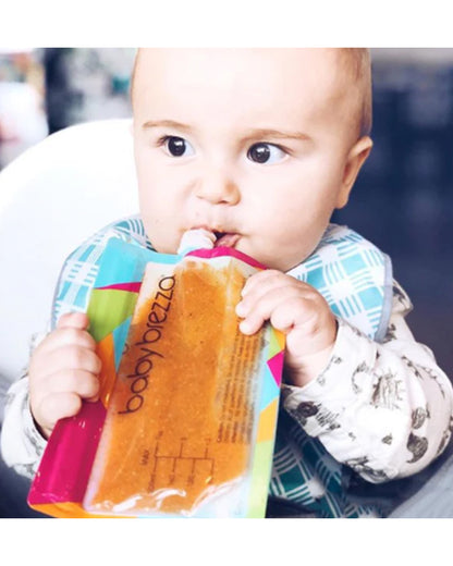 Baby Brezza Reusable Baby Food Storage Pouches-Leakproof Double Zipper Closure-Pack of 10
