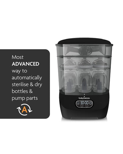 Baby Brezza Advanced Bottle Sterilizer & Dryer-Electric Steam-LCD Control Panel-8 Bottles Capacity-Black