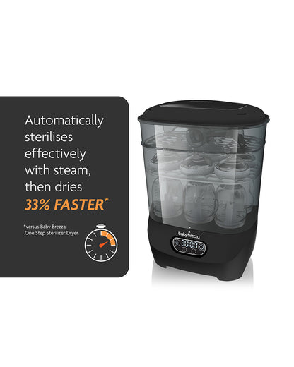 Baby Brezza Advanced Bottle Sterilizer & Dryer-Electric Steam-LCD Control Panel-8 Bottles Capacity-Black