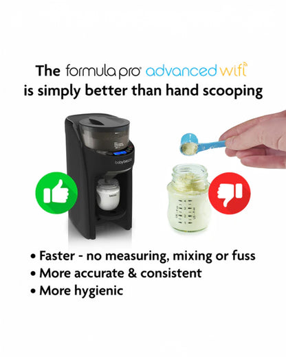 Baby Brezza Formula Pro Advanced Wifi Baby Formula Dispenser-Automatically Mix a Warm Formula Bottle from Your Phone Instantly-with 3 Temperature Settings-Adjustable Serving Size(60-300 ml)-Accurate Mixing-Airtight Formula Storage