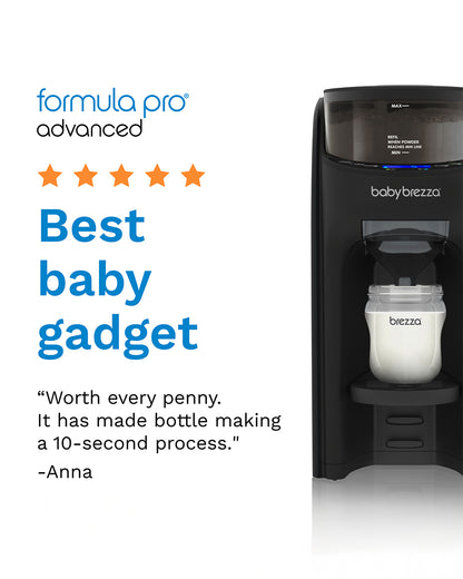 Baby Brezza Formula Pro Advanced Formula Dispenser-Instant Warm Formula with 3 Temperature Settings-Adjustable Serving Size(60-300 ml)-Accurate Mixing-Airtight Formula Storage-Removable & Dishwasher Safe Water Tank-Black