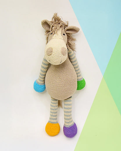 Happy Threads Handcrafted Amigurumi Soft Toy-Horse-Easily Washable-Handcrafted-Plush Cuddly Toy For Newborn