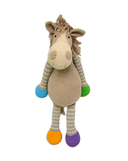 Happy Threads Handcrafted Amigurumi Soft Toy-Horse-Easily Washable-Handcrafted-Plush Cuddly Toy For Newborn