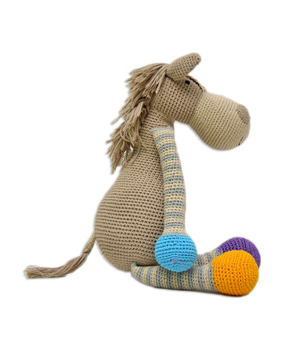 Happy Threads Handcrafted Amigurumi Soft Toy-Horse-Easily Washable-Handcrafted-Plush Cuddly Toy For Newborn