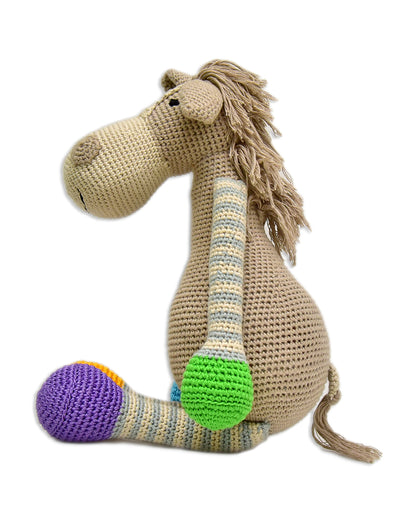 Happy Threads Handcrafted Amigurumi Soft Toy-Horse-Easily Washable-Handcrafted-Plush Cuddly Toy For Newborn