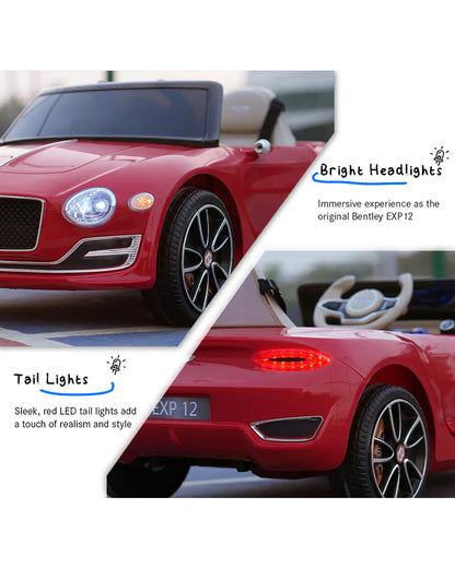 Bentley EXP 12 Speed 6e Ride On Car-Battery Operated-3 Point Safety Belt-With Manual or Remote Option to Steer-Tough Tires with Rear Suspension-Bold Gullwing Doors-Emotorad-For 3Y+ (Upto 30 Kg)-Red