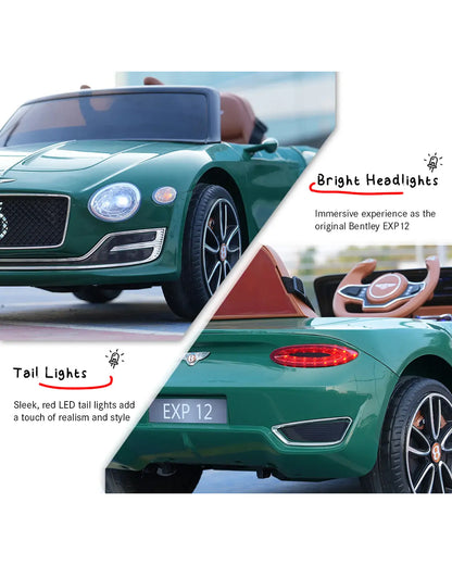 Bentley EXP 12 Speed 6e Ride On Car-Battery Operated-3 Point Safety Belt-With Manual or Remote Option to Steer-Tough Tires with Rear Suspension-Bold Gullwing Doors-Emotorad-For 3Y+ (Upto 30 Kg)-Green