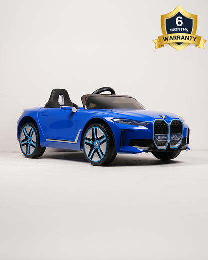 BMW i4 Ride On Car-Battery Operated-With Manual or Remote Option to Steer-Tough Tires with Rear Suspension-Integrated Music-Emotorad-For 3Y+ (Upto 30 kg)-Blue