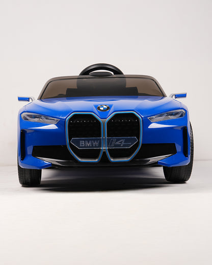 BMW i4 Ride On Car-Battery Operated-With Manual or Remote Option to Steer-Tough Tires with Rear Suspension-Integrated Music-Emotorad-For 3Y+ (Upto 30 kg)-Blue