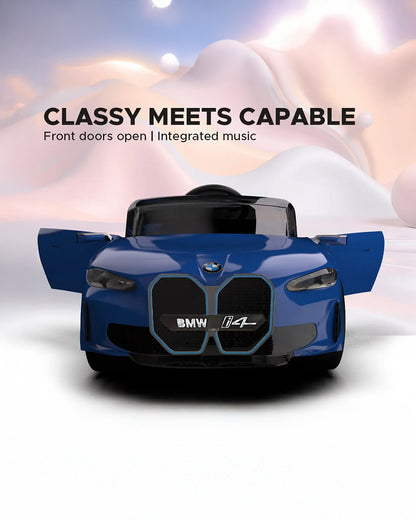 BMW i4 Ride On Car-Battery Operated-With Manual or Remote Option to Steer-Tough Tires with Rear Suspension-Integrated Music-Emotorad-For 3Y+ (Upto 30 kg)-Blue