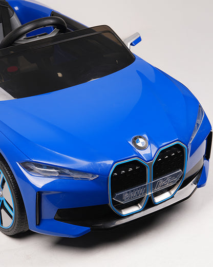 BMW i4 Ride On Car-Battery Operated-With Manual or Remote Option to Steer-Tough Tires with Rear Suspension-Integrated Music-Emotorad-For 3Y+ (Upto 30 kg)-Blue