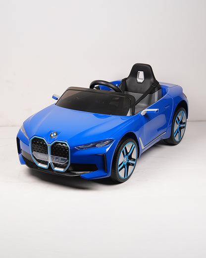 BMW i4 Ride On Car-Battery Operated-With Manual or Remote Option to Steer-Tough Tires with Rear Suspension-Integrated Music-Emotorad-For 3Y+ (Upto 30 kg)-Blue