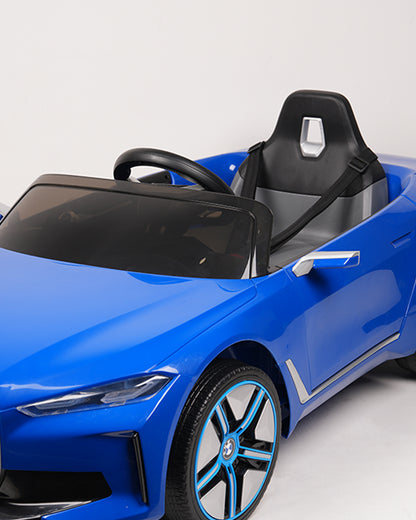 BMW i4 Ride On Car-Battery Operated-With Manual or Remote Option to Steer-Tough Tires with Rear Suspension-Integrated Music-Emotorad-For 3Y+ (Upto 30 kg)-Blue