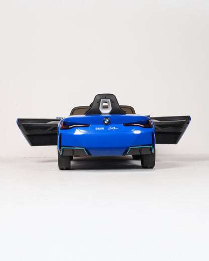 BMW i4 Ride On Car-Battery Operated-With Manual or Remote Option to Steer-Tough Tires with Rear Suspension-Integrated Music-Emotorad-For 3Y+ (Upto 30 kg)-Blue