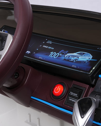 BMW i4 Ride On Car-Battery Operated-With Manual or Remote Option to Steer-Tough Tires with Rear Suspension-Integrated Music-Emotorad-For 3Y+ (Upto 30 kg)-White