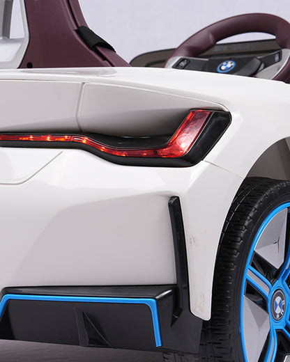 BMW i4 Ride On Car-Battery Operated-With Manual or Remote Option to Steer-Tough Tires with Rear Suspension-Integrated Music-Emotorad-For 3Y+ (Upto 30 kg)-White