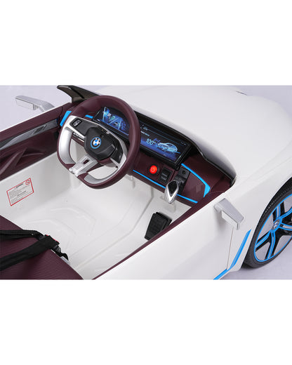 BMW i4 Ride On Car-Battery Operated-With Manual or Remote Option to Steer-Tough Tires with Rear Suspension-Integrated Music-Emotorad-For 3Y+ (Upto 30 kg)-White