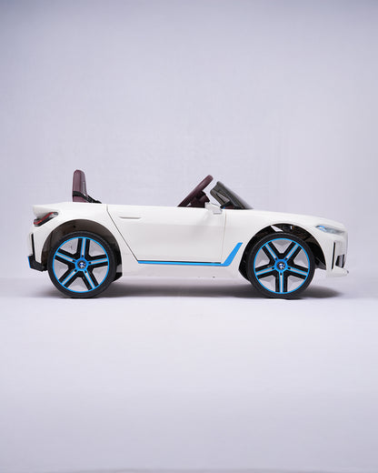 BMW i4 Ride On Car-Battery Operated-With Manual or Remote Option to Steer-Tough Tires with Rear Suspension-Integrated Music-Emotorad-For 3Y+ (Upto 30 kg)-White