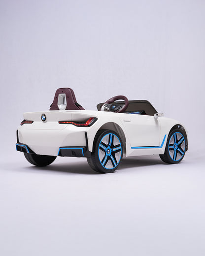 BMW i4 Ride On Car-Battery Operated-With Manual or Remote Option to Steer-Tough Tires with Rear Suspension-Integrated Music-Emotorad-For 3Y+ (Upto 30 kg)-White
