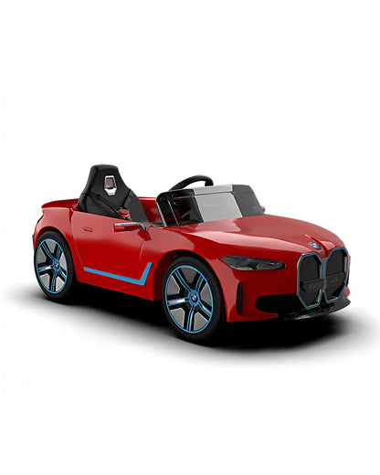 BMW i4 Ride On Car-Battery Operated-With Manual or Remote Option to Steer-Tough Tires with Rear Suspension-Integrated Music-Emotorad-For 3Y+ (Upto 30 kg)-Red