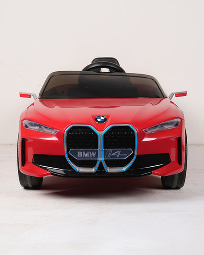 BMW i4 Ride On Car-Battery Operated-With Manual or Remote Option to Steer-Tough Tires with Rear Suspension-Integrated Music-Emotorad-For 3Y+ (Upto 30 kg)-Red