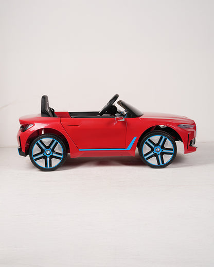 BMW i4 Ride On Car-Battery Operated-With Manual or Remote Option to Steer-Tough Tires with Rear Suspension-Integrated Music-Emotorad-For 3Y+ (Upto 30 kg)-Red