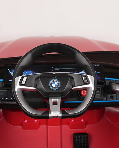 BMW i4 Ride On Car-Battery Operated-With Manual or Remote Option to Steer-Tough Tires with Rear Suspension-Integrated Music-Emotorad-For 3Y+ (Upto 30 kg)-Red