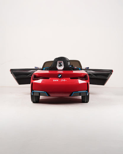 BMW i4 Ride On Car-Battery Operated-With Manual or Remote Option to Steer-Tough Tires with Rear Suspension-Integrated Music-Emotorad-For 3Y+ (Upto 30 kg)-Red