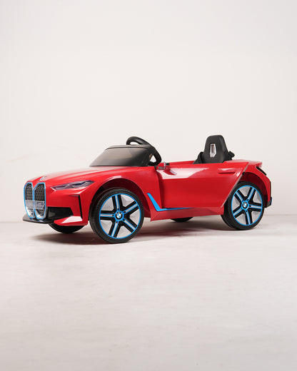 BMW i4 Ride On Car-Battery Operated-With Manual or Remote Option to Steer-Tough Tires with Rear Suspension-Integrated Music-Emotorad-For 3Y+ (Upto 30 kg)-Red