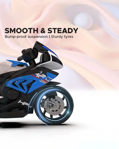 BMW HP4 Ride On Bike-Battery Operated-Push Button to Start-Precise Braking System-Anti Skid Wheels with Rear Suspension-Powerful Front Light-For 3Y +-Emotorad-Blue