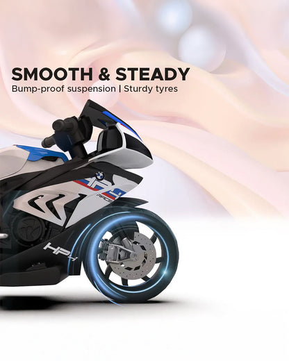 BMW HP4 Ride On Bike-Battery Operated-Push Button to Start-Precise Braking System-Anti Skid Wheels with Rear Suspension-Powerful Front Light-For 3Y +-Emotorad-White