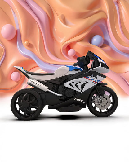 BMW HP4 Ride On Bike-Battery Operated-Push Button to Start-Precise Braking System-Anti Skid Wheels with Rear Suspension-Powerful Front Light-For 3Y +-Emotorad-White